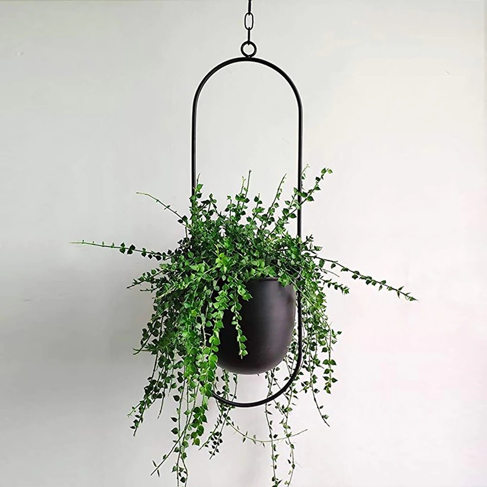 Hanging Planter – Elegant Metal Indoor and Outdoor Plant Pot with Chain