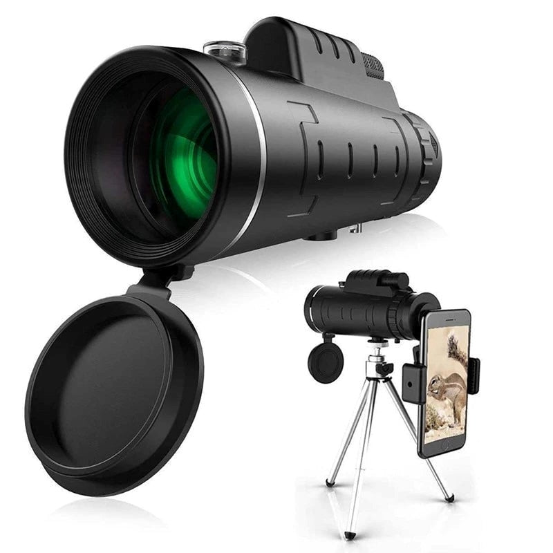 HD Monocular – High-Powered Waterproof Telescope with Smartphone Holder & Tripod