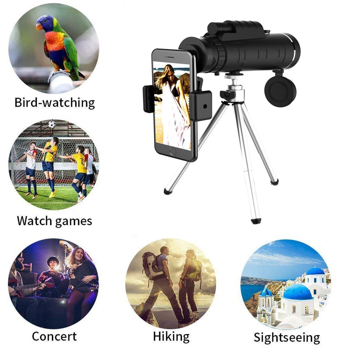 HD Monocular – High-Powered Waterproof Telescope with Smartphone Holder & Tripod