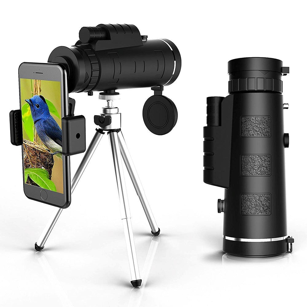 HD Monocular – High-Powered Waterproof Telescope with Smartphone Holder & Tripod