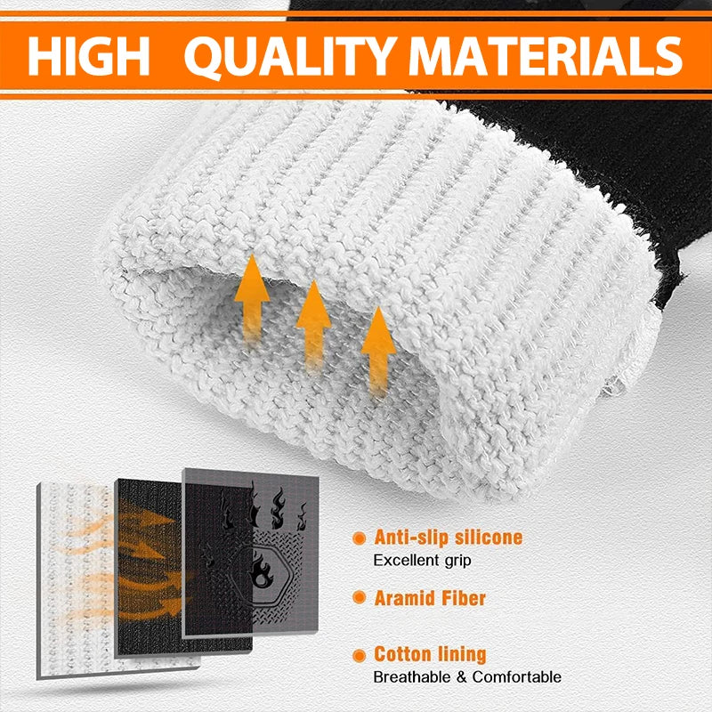 Heat-Resistant BBQ Glove - Silicone & Cotton Non-Slip Fireproof Glove Up to 800 °C for Grill, Oven & BBQ - 1 Piece