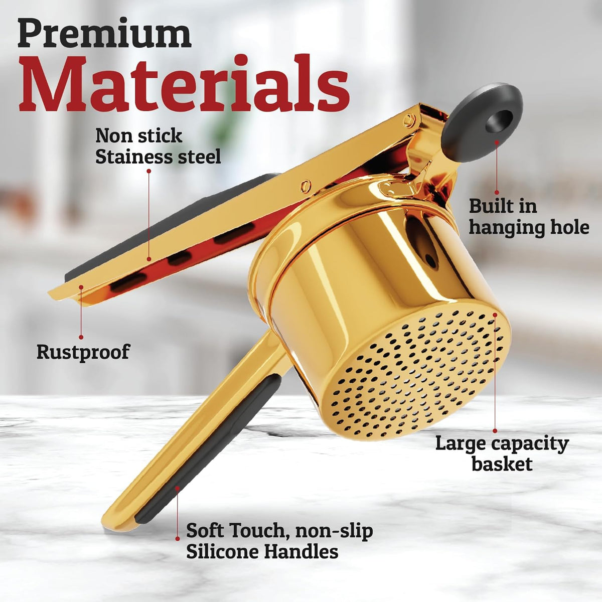 Heavy-Duty Stainless Steel Potato Masher for Smooth Mash