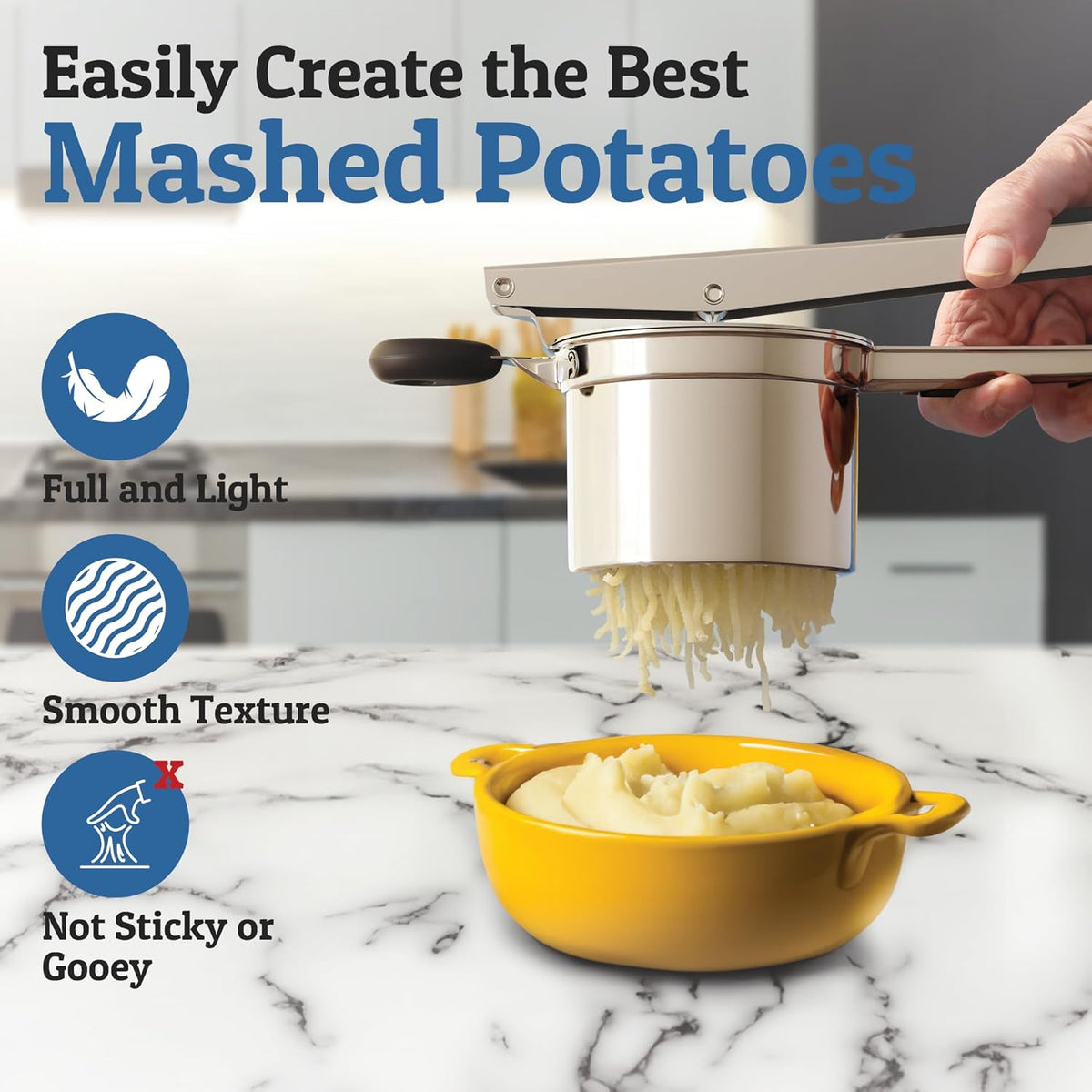 Heavy-Duty Stainless Steel Potato Masher for Smooth Mash