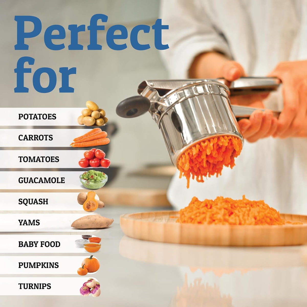 Heavy-Duty Stainless Steel Potato Masher for Smooth Mash