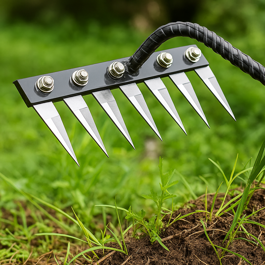 Heavy-Duty Steel Outdoor Rake for Weeding and Soil Cultivation