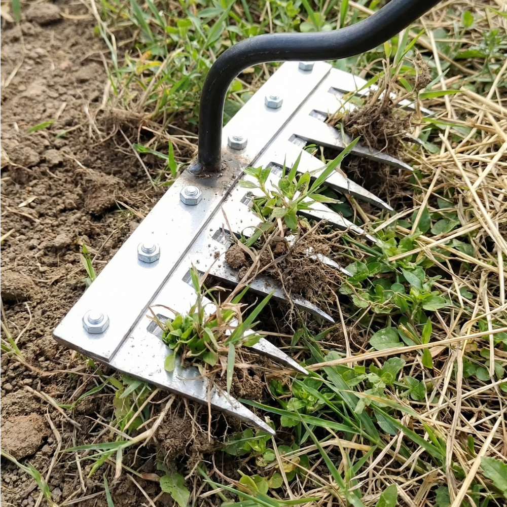 Heavy-Duty Steel Outdoor Rake for Weeding and Soil Cultivation