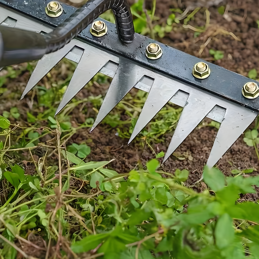 Heavy-Duty Steel Outdoor Rake for Weeding and Soil Cultivation