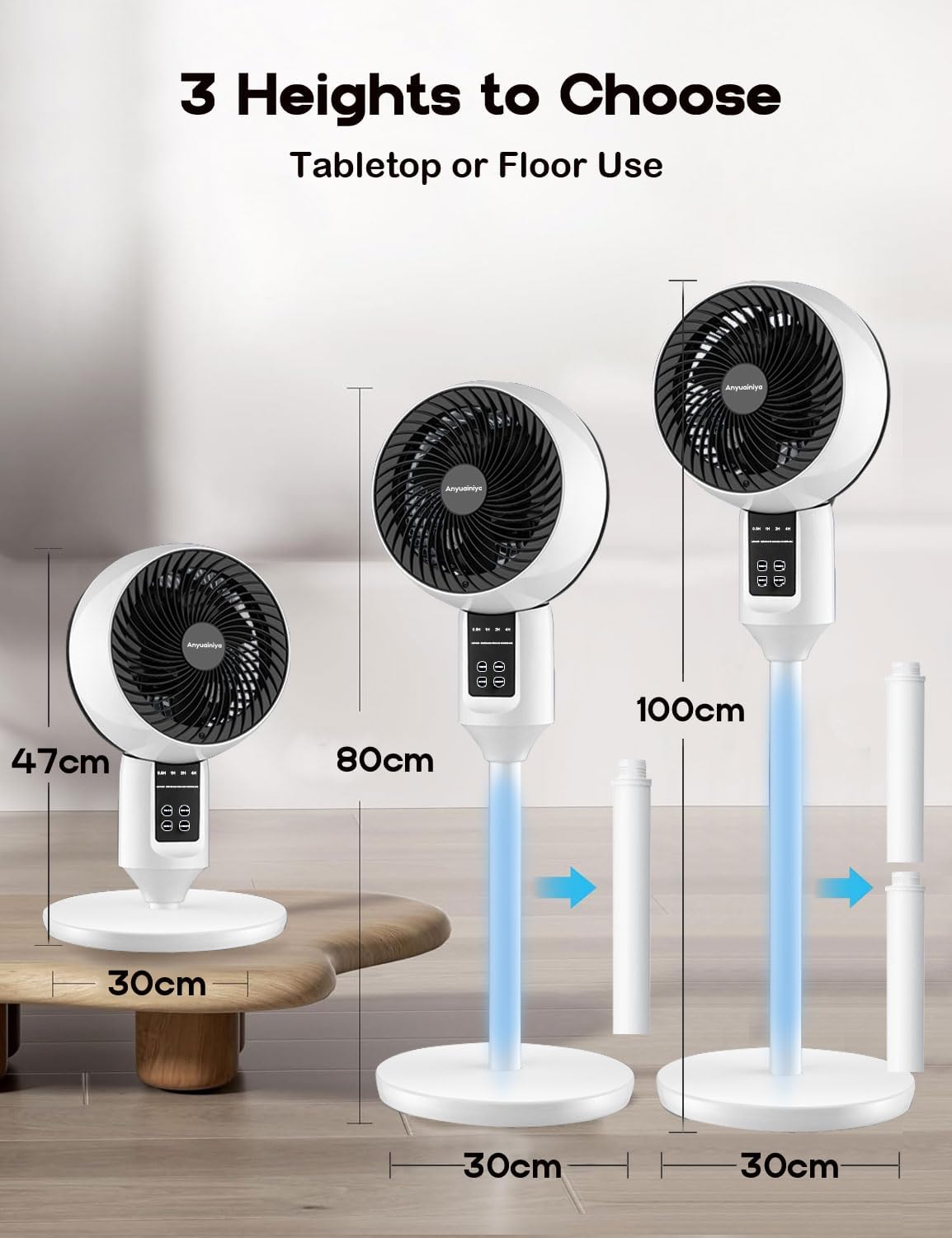 Height-Adjustable Modern Desk Fan