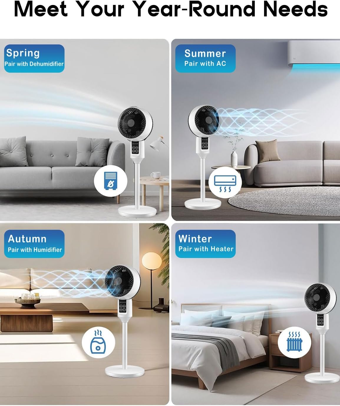 Height-Adjustable Modern Desk Fan