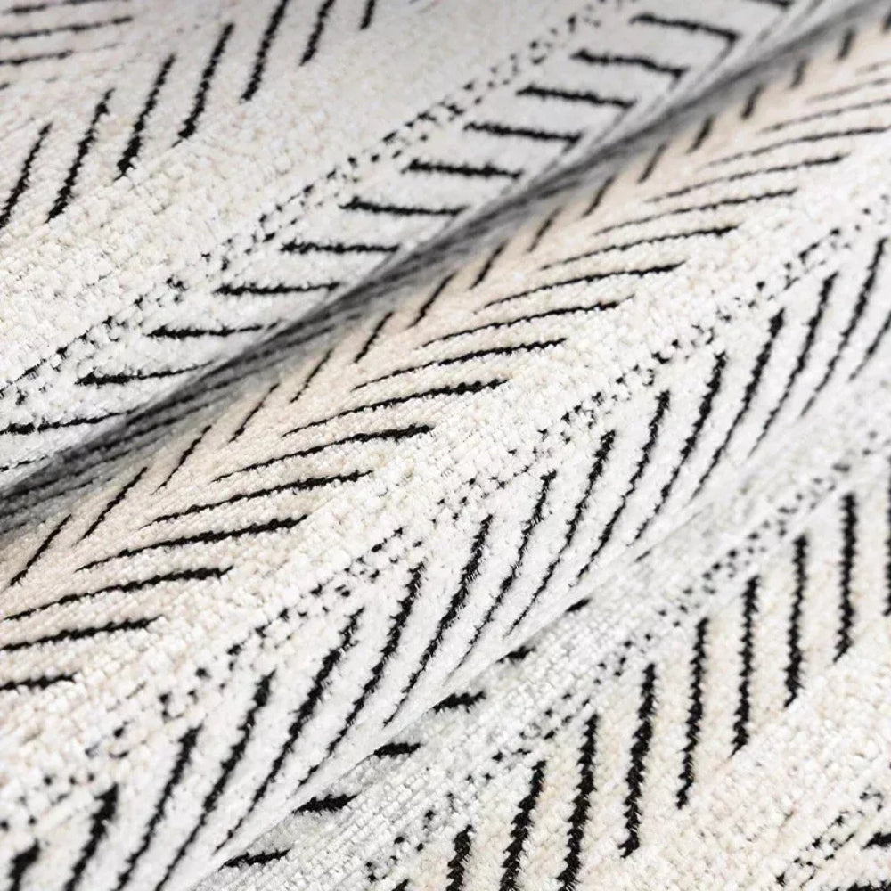 Herringbone Pattern Sofa Cover with Scalloped Edge