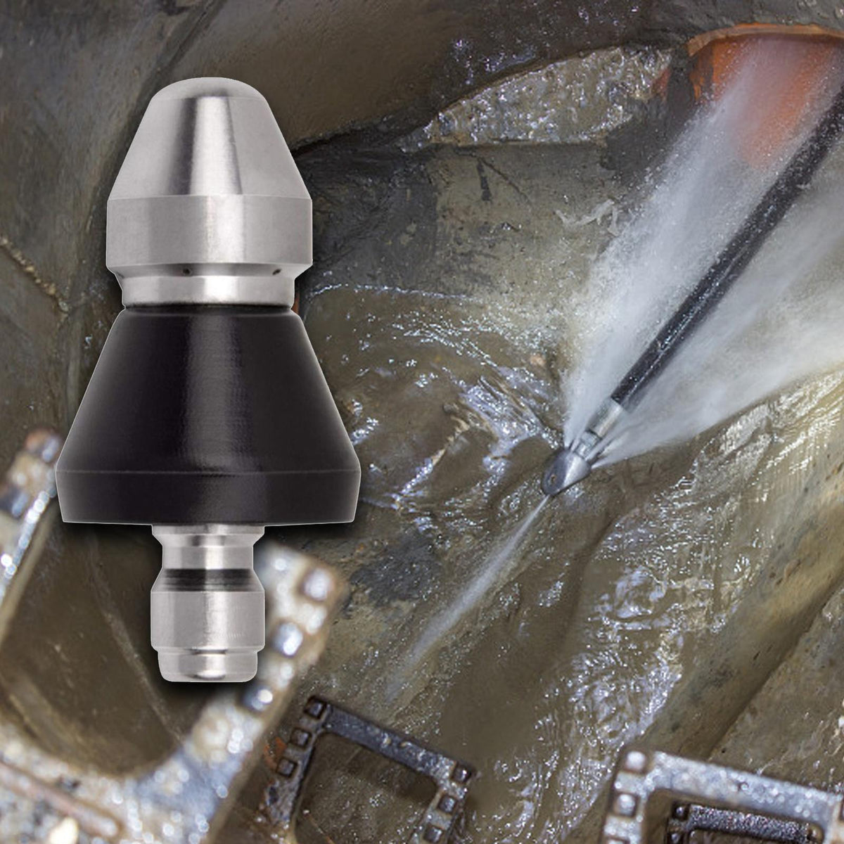 High-Pressure Drain Jet Nozzle – Stainless Steel Sewer Cleaning Jetter for Fast Pipe Unclogging