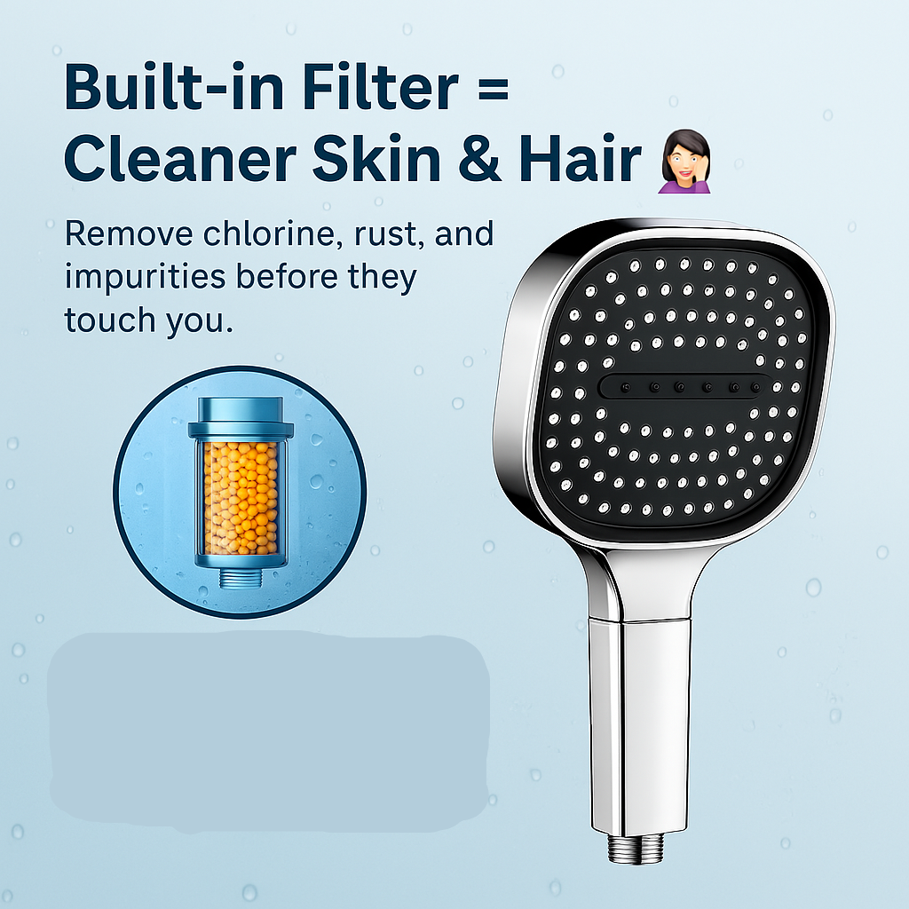 High-Pressure Filtered Shower Head with Turbo Boost & Rain Spray