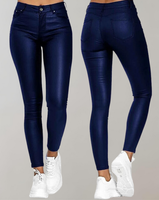 High-Waist Faux Leather Trousers