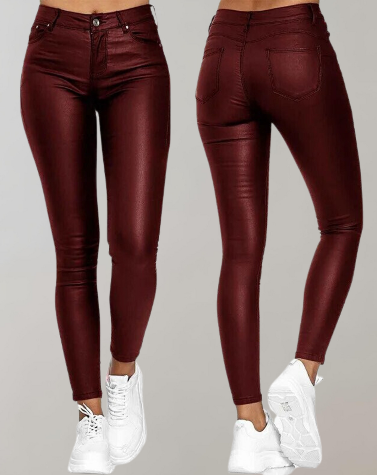 High-Waist Faux Leather Trousers