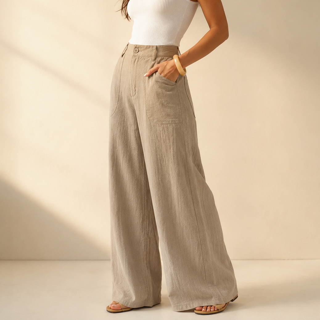 High-Waist Wide-Leg Palazzo Trousers