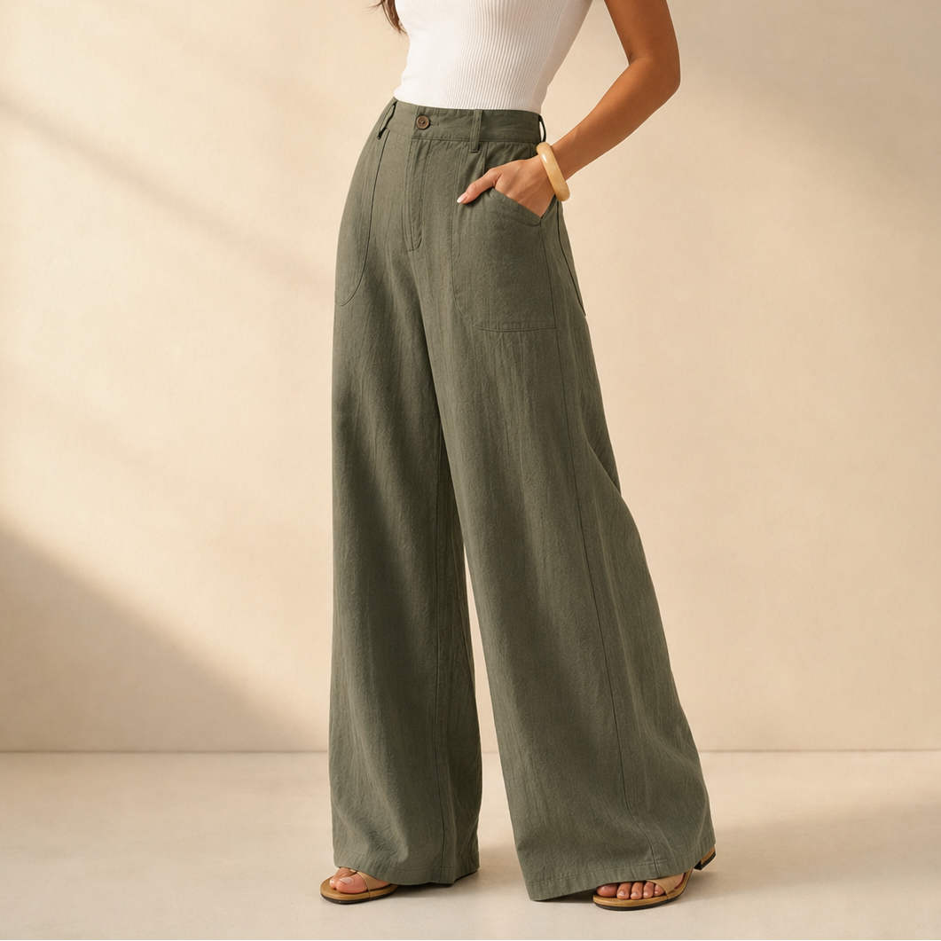 High-Waist Wide-Leg Palazzo Trousers