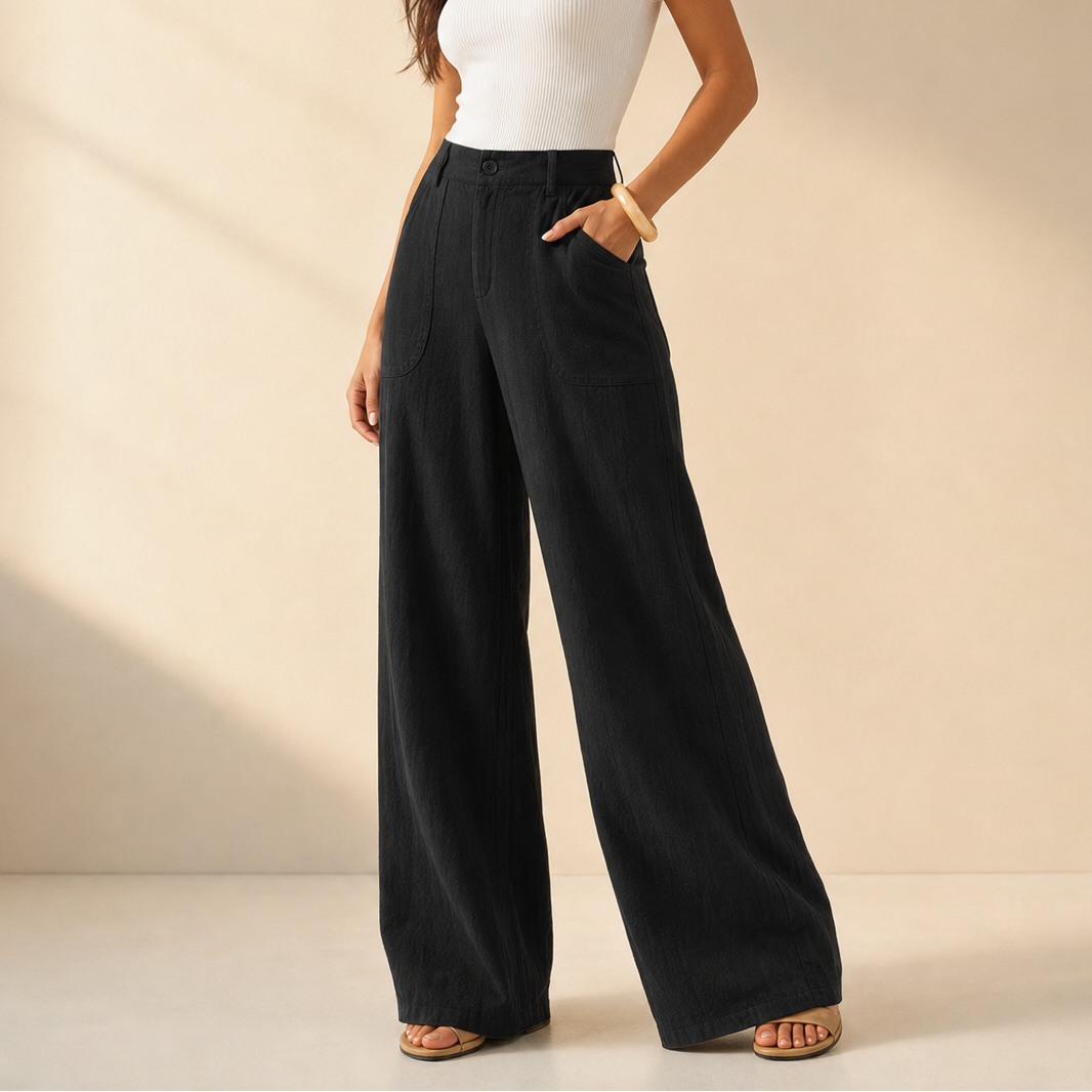 High-Waist Wide-Leg Palazzo Trousers