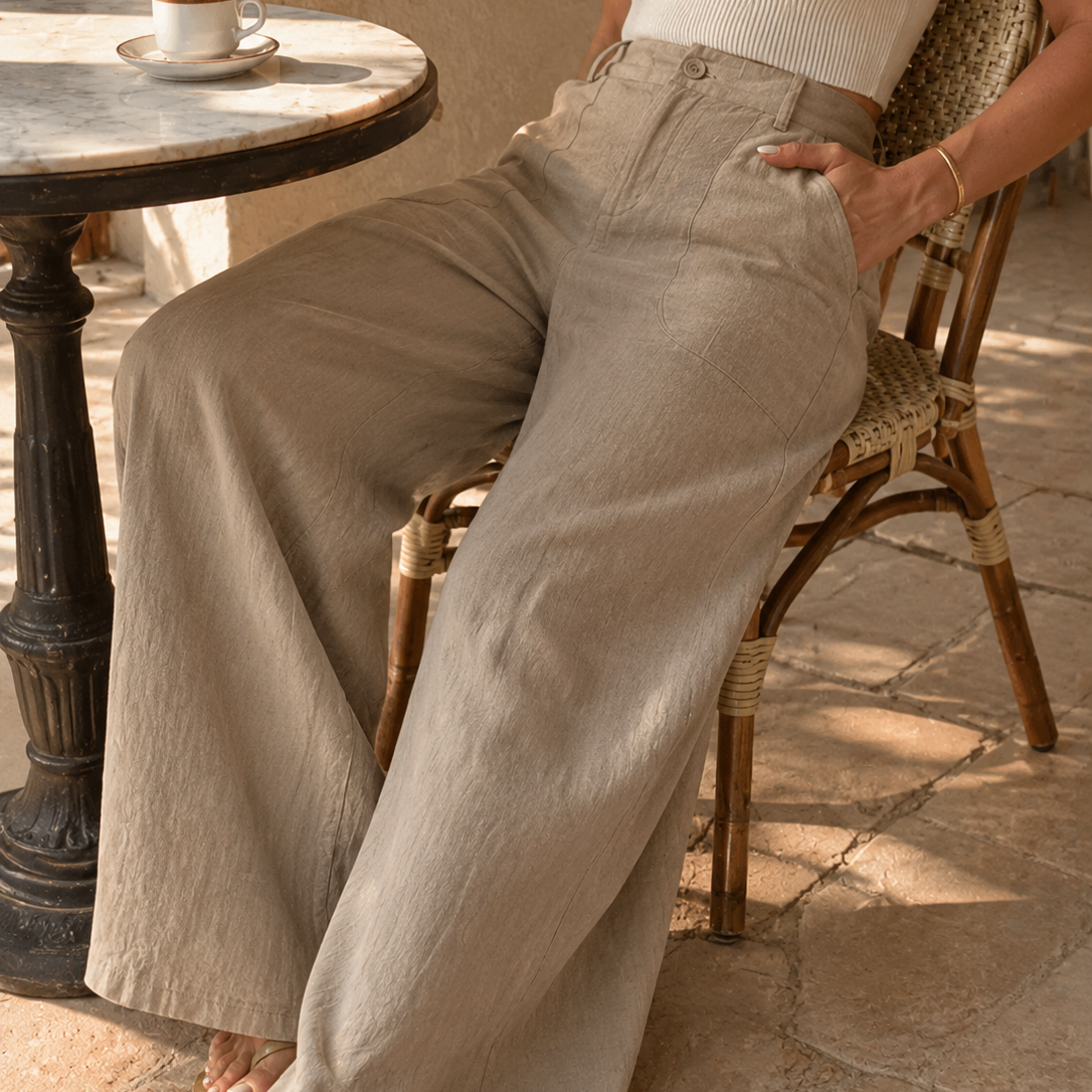 High-Waist Wide-Leg Palazzo Trousers