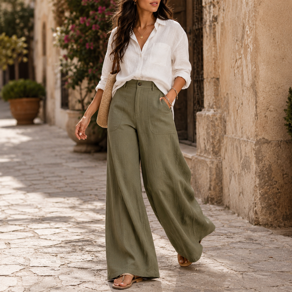 High-Waist Wide-Leg Palazzo Trousers