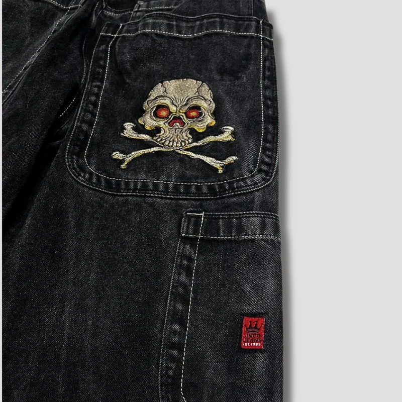 High-Waisted Black Baggy Jeans