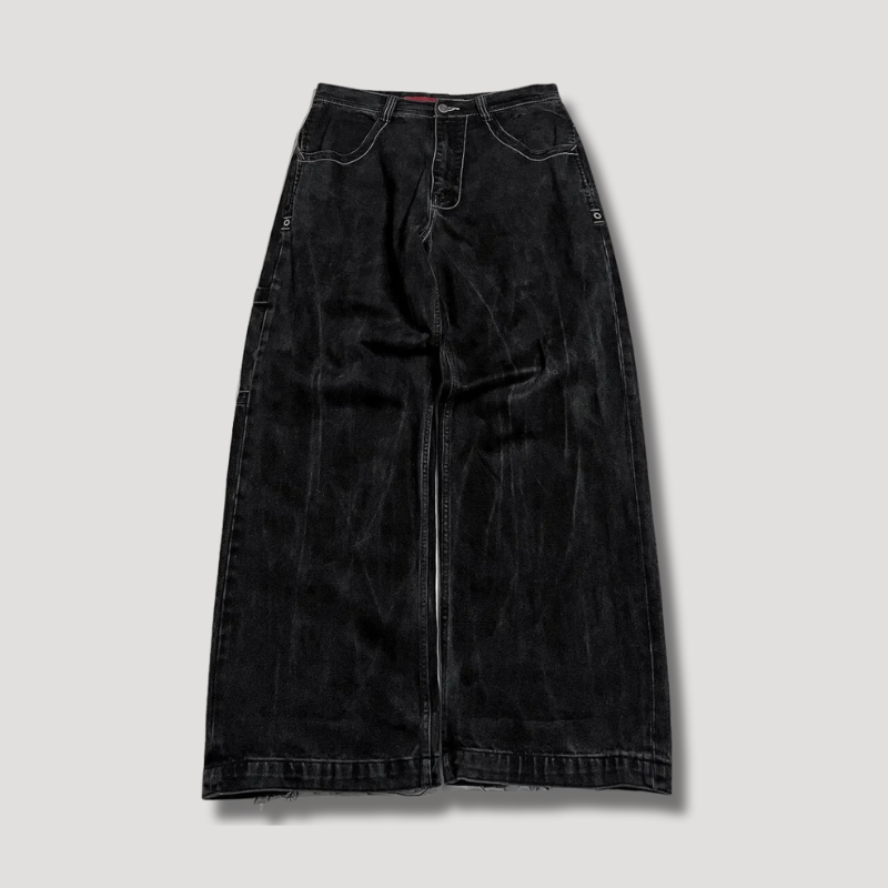 High-Waisted Black Baggy Jeans
