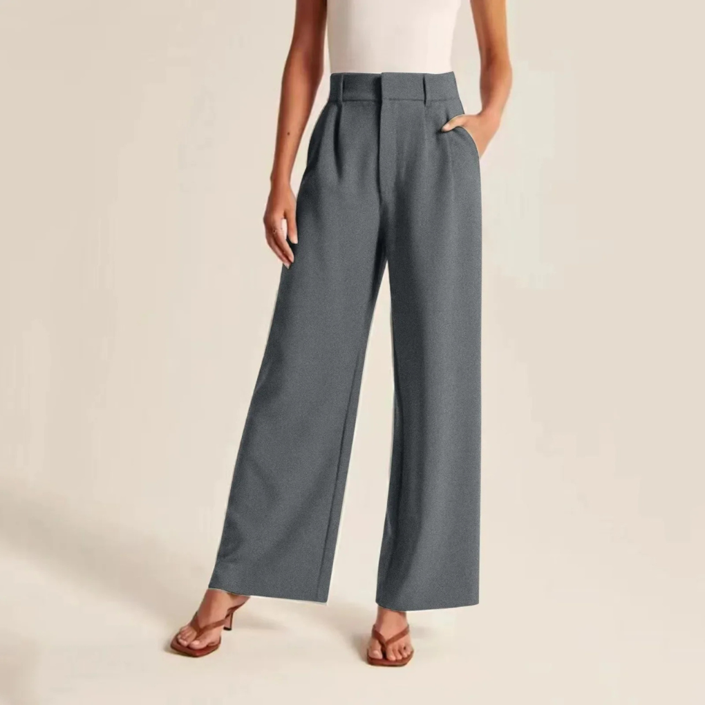 High-waisted pleated linen-feel trousers