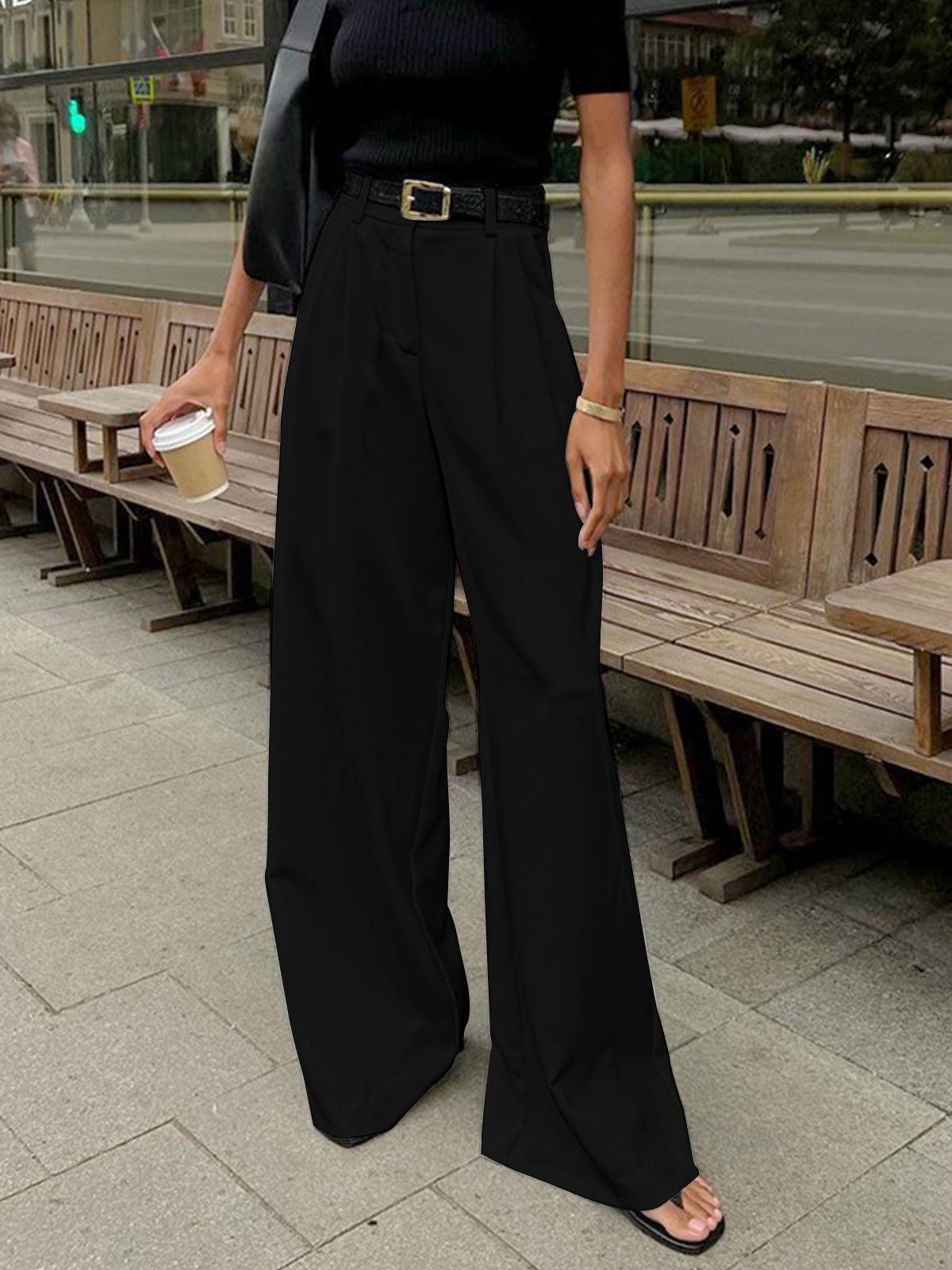 High-Waisted Pleated Wide-Leg Pants