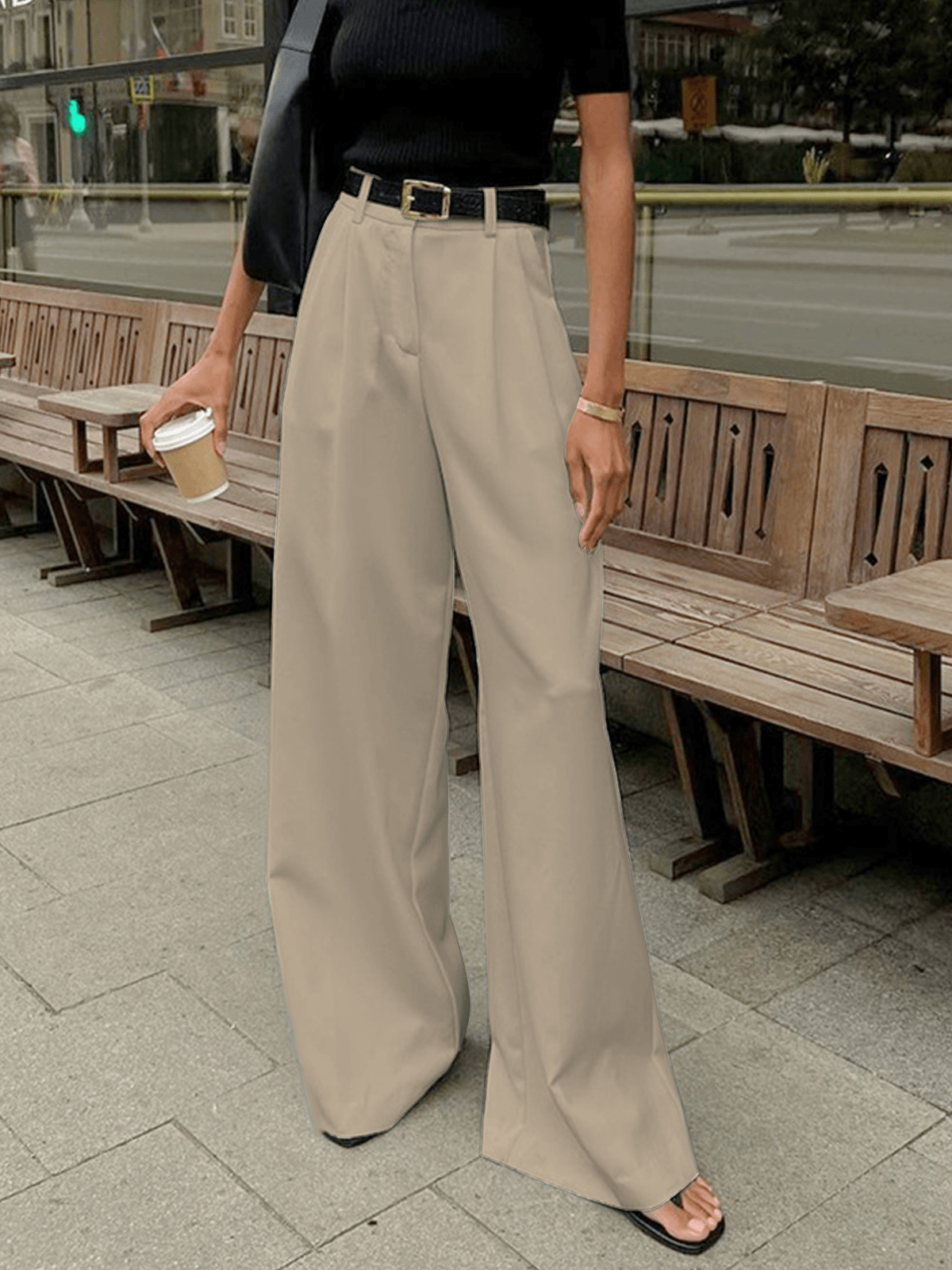 High-Waisted Pleated Wide-Leg Pants