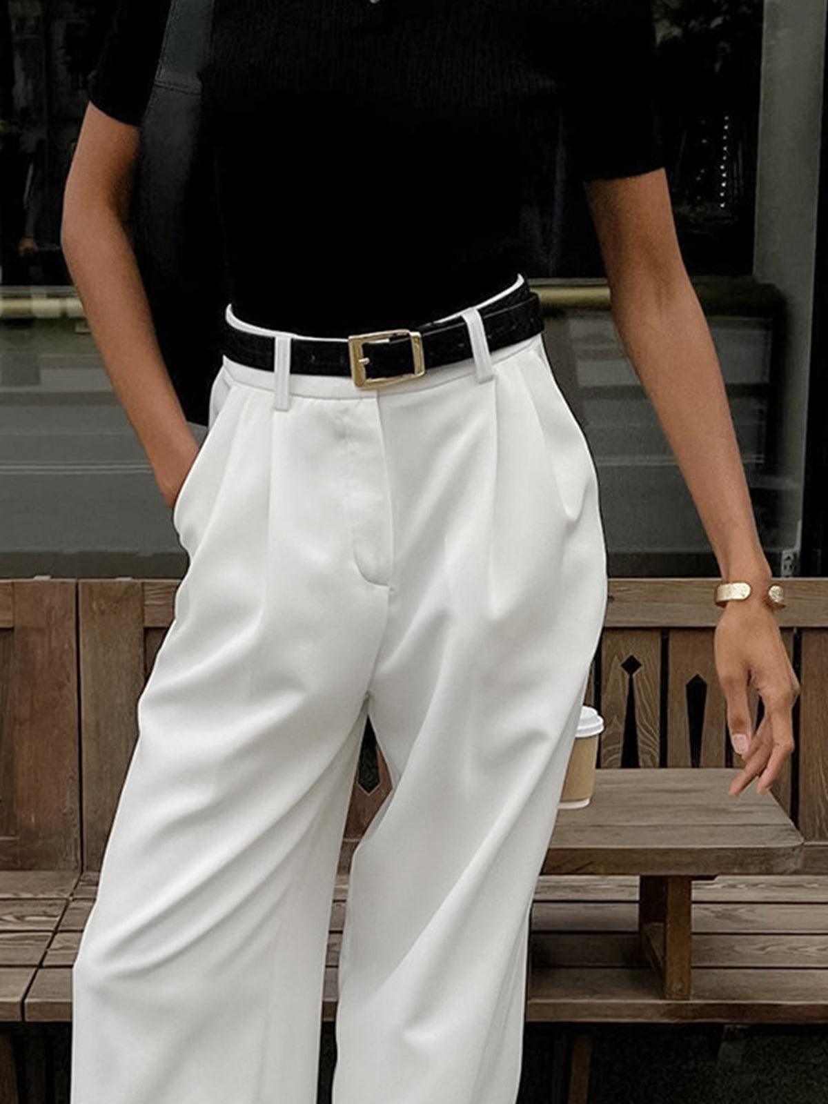 High-Waisted Pleated Wide-Leg Pants