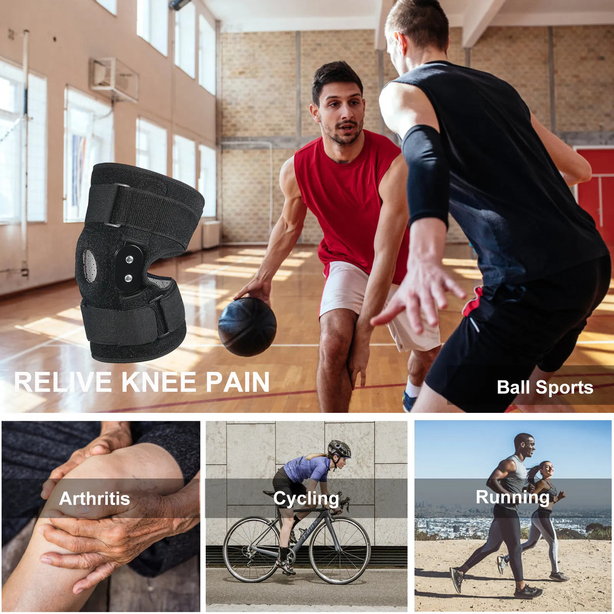 Hinged Knee Brace with Adjustable Straps - Stabilizing Support
