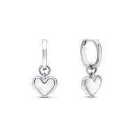Huggie Hoop Earrings with White Quartz