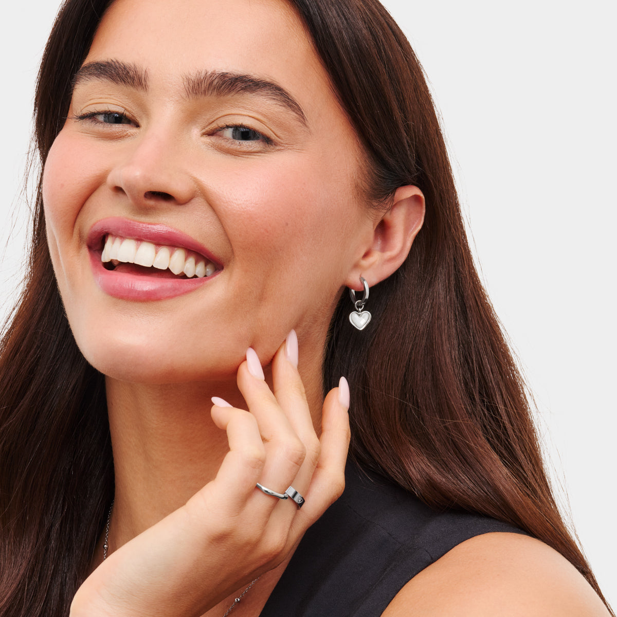 Huggie Hoop Earrings with White Quartz