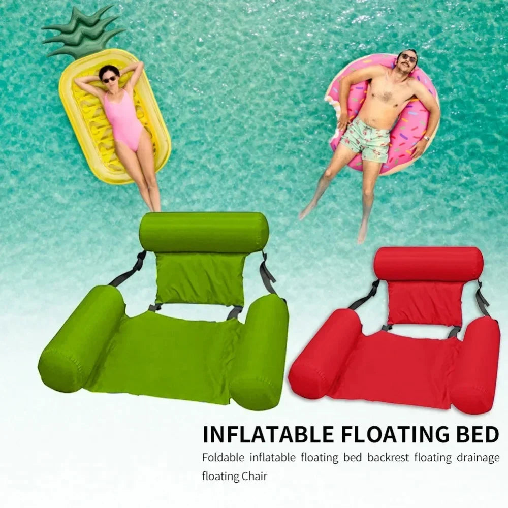 Inflatable Water Chair with Backrest - Floating Lounge Chair for Pool and Lake
