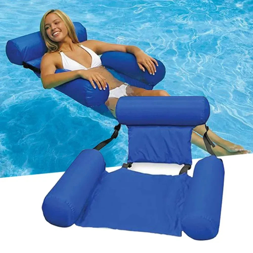 Inflatable Water Chair with Backrest - Floating Lounge Chair for Pool and Lake
