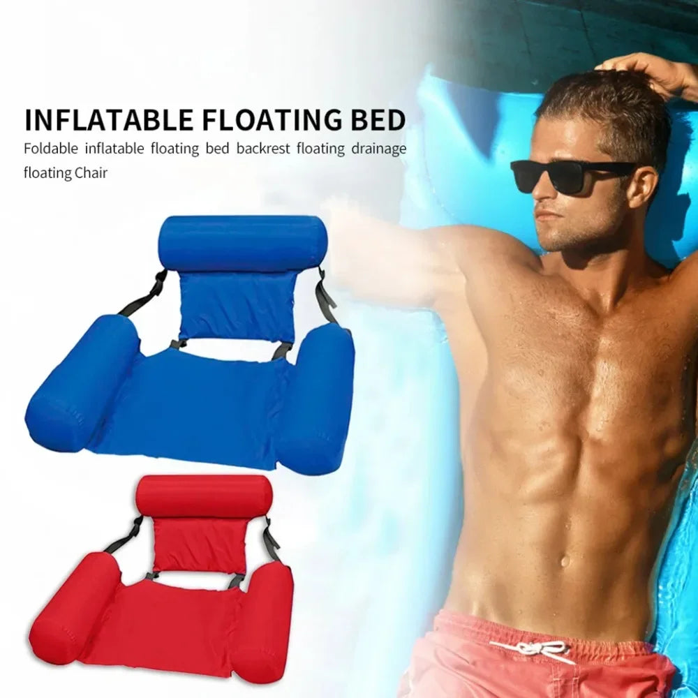 Inflatable Water Chair with Backrest - Floating Lounge Chair for Pool and Lake