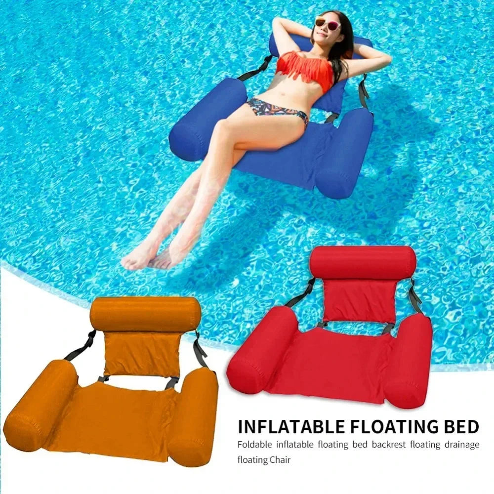 Inflatable Water Chair with Backrest - Floating Lounge Chair for Pool and Lake