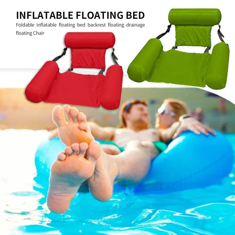 Inflatable Water Chair with Backrest - Floating Lounge Chair for Pool and Lake