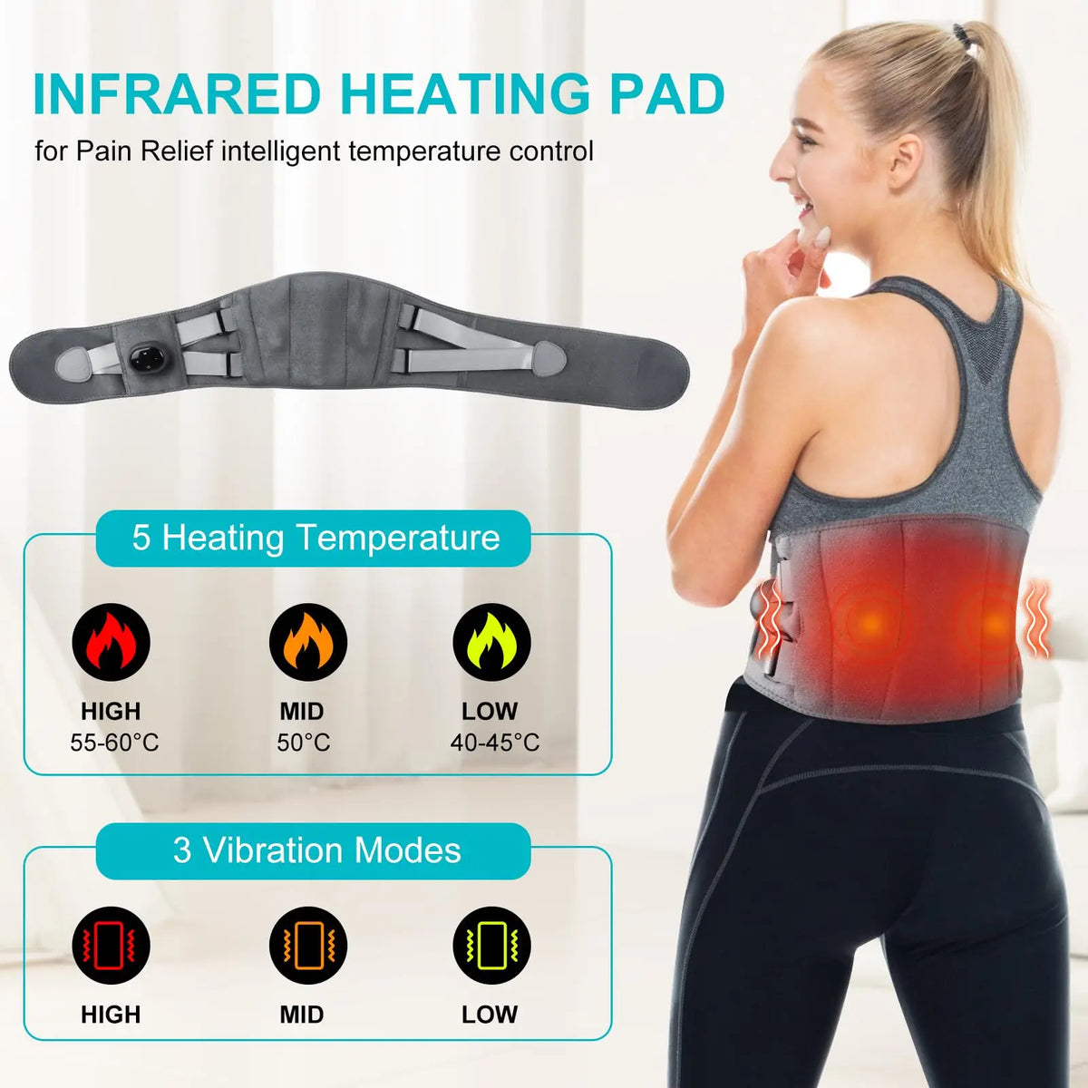 Infrared Heating Pad and Lumbar Massager - Unisex