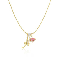 Initial Pendant Necklace with 3-Layer Gold Design and Adjustable Length