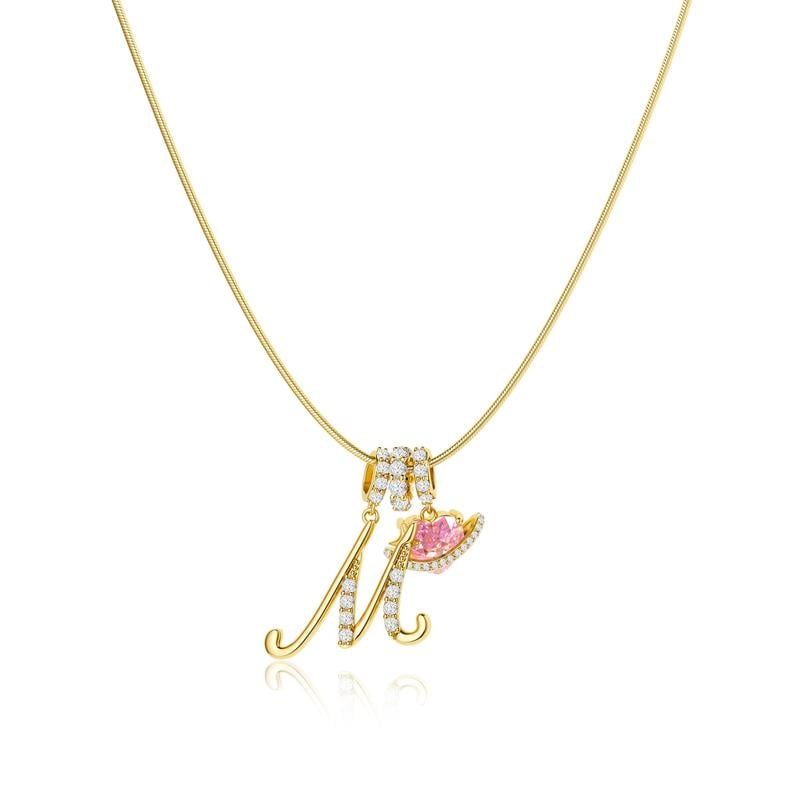 Initial Pendant Necklace with 3-Layer Gold Design and Adjustable Length