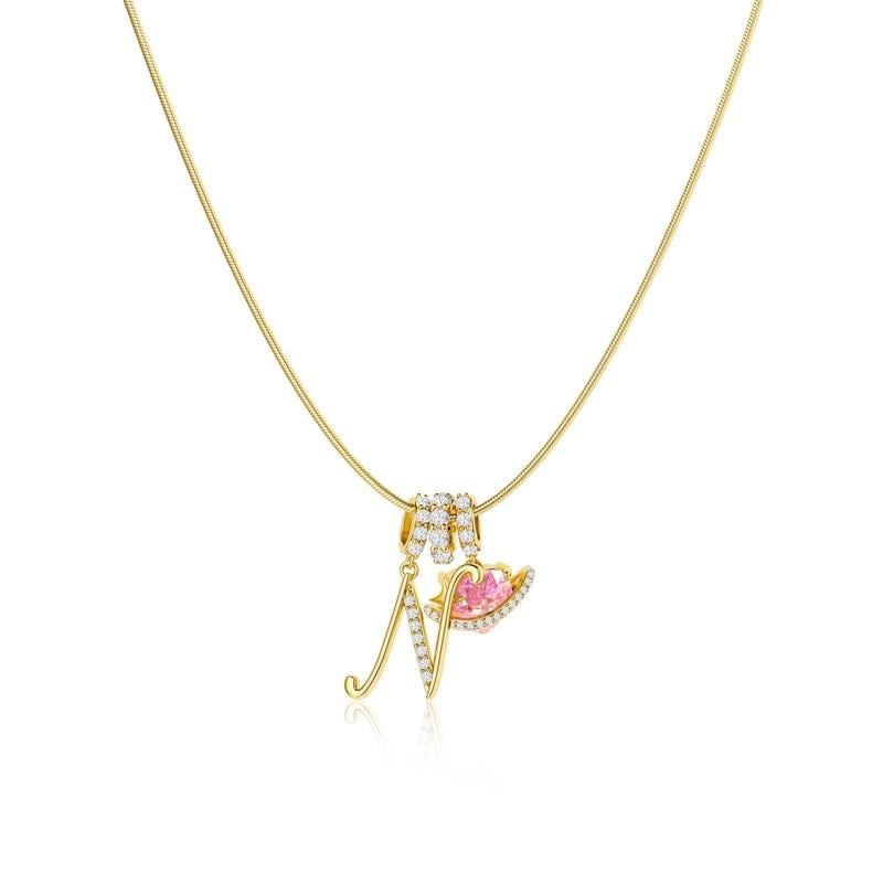 Initial Pendant Necklace with 3-Layer Gold Design and Adjustable Length