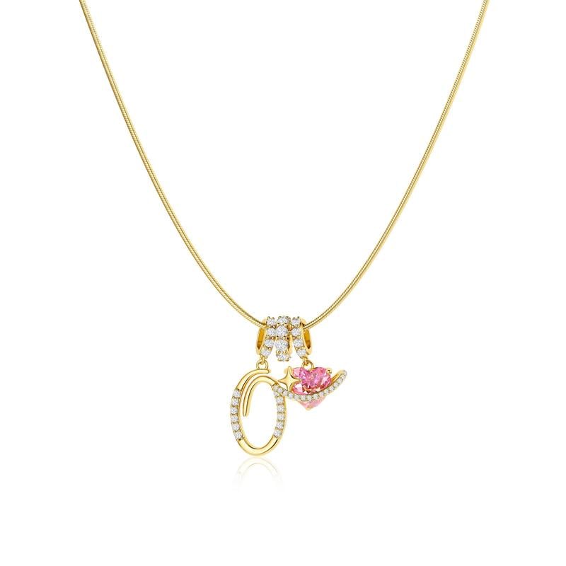 Initial Pendant Necklace with 3-Layer Gold Design and Adjustable Length