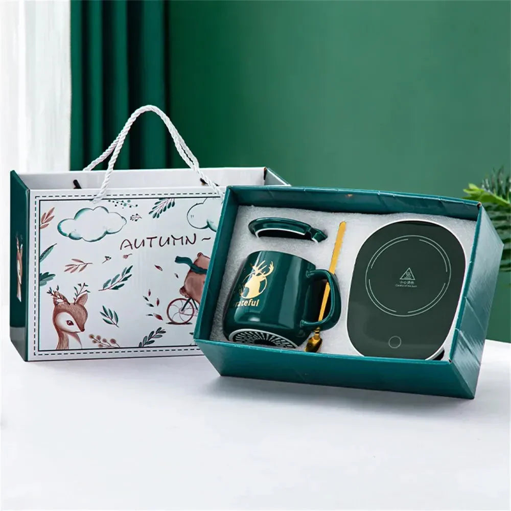 Innovative Heated Mug Set – Ceramic Cup with Smart Heating Coaster