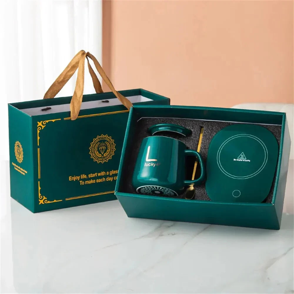 Innovative Heated Mug Set – Ceramic Cup with Smart Heating Coaster