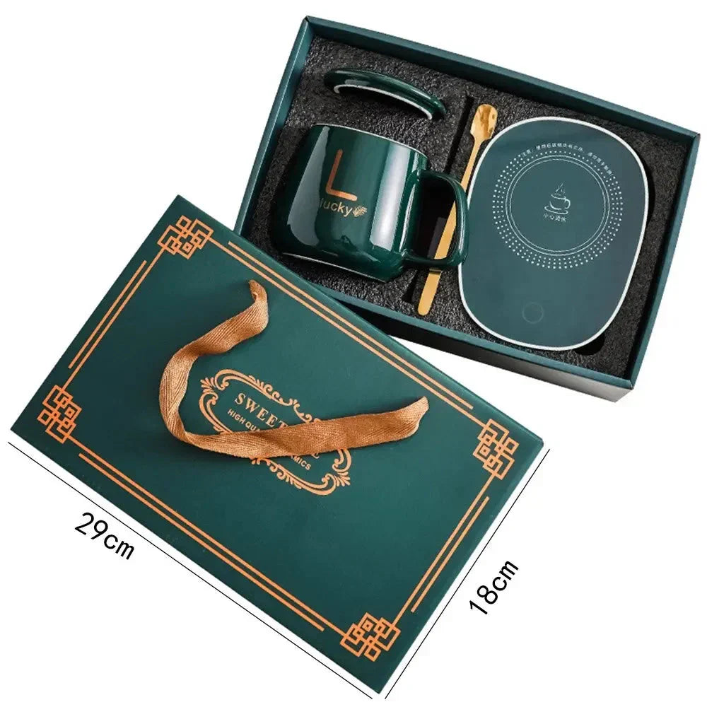Innovative Heated Mug Set – Ceramic Cup with Smart Heating Coaster