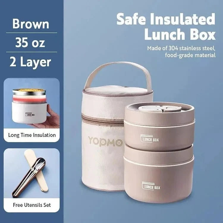 Insulated Multi-Compartment BPA-Free Plastic Stainless Steel Lunch Box