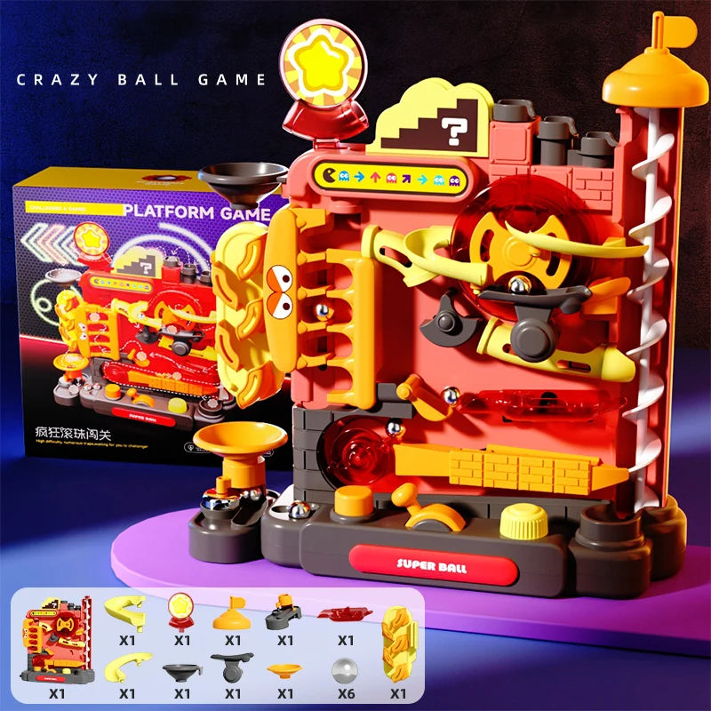 Interactive Crazy Ball Platform Game – Multi-Level Marble Run Toy for Kids with Moving Tracks
