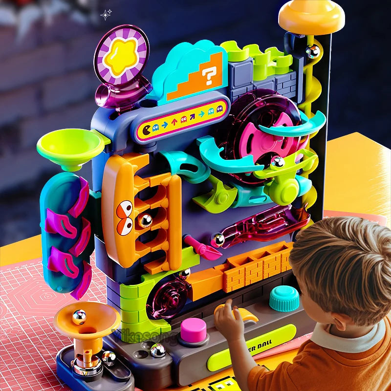 Interactive Crazy Ball Platform Game – Multi-Level Marble Run Toy for Kids with Moving Tracks