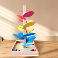 Interactive Rainbow Wooden Marble Run Tower Children's Toy