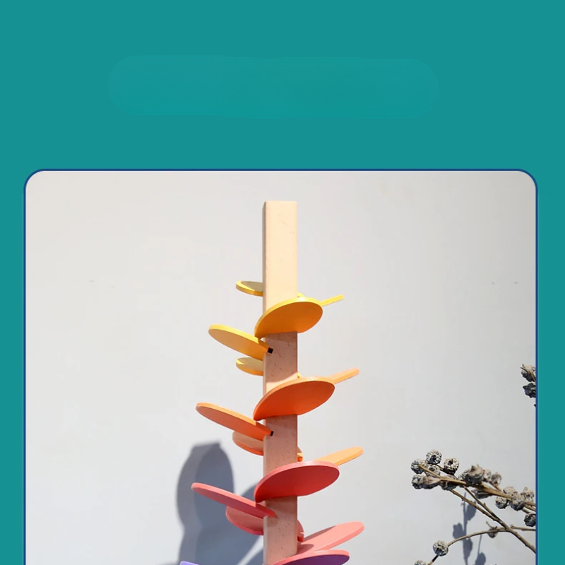 Interactive Rainbow Wooden Marble Run Tower Children's Toy